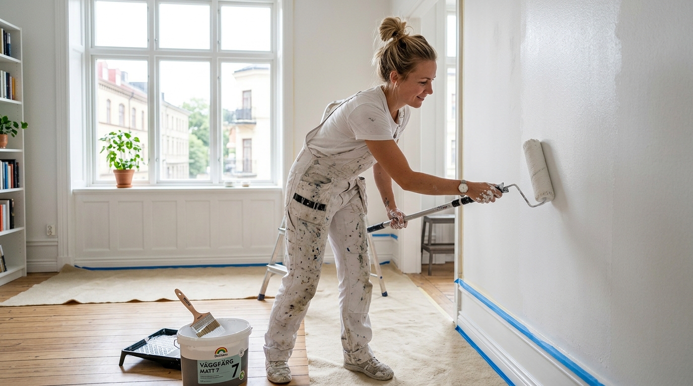 Historiska landshövdingehus i Haga Göteborg med traditionell träfasad under ommålning