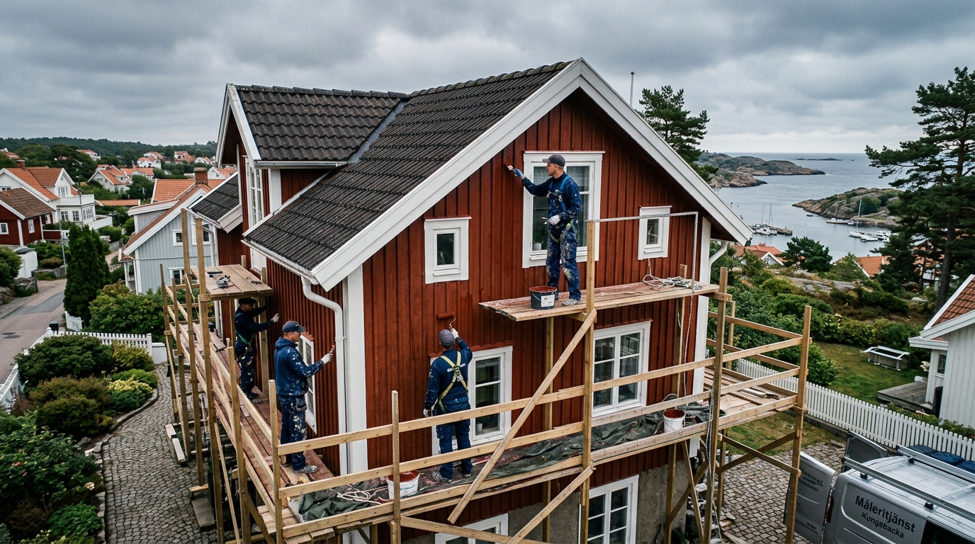 Certifierad målare arbetar i Kungsbacka