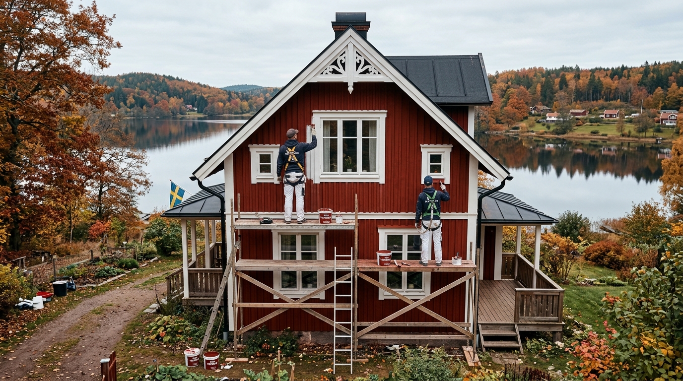 Certifierad målare arbetar i Lerum