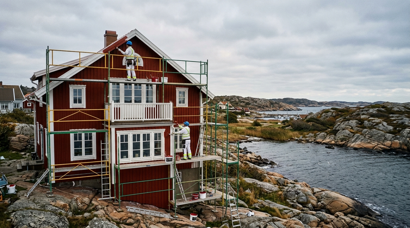 Certifierad målare utför fasadmålning i Billdal, Göteborg