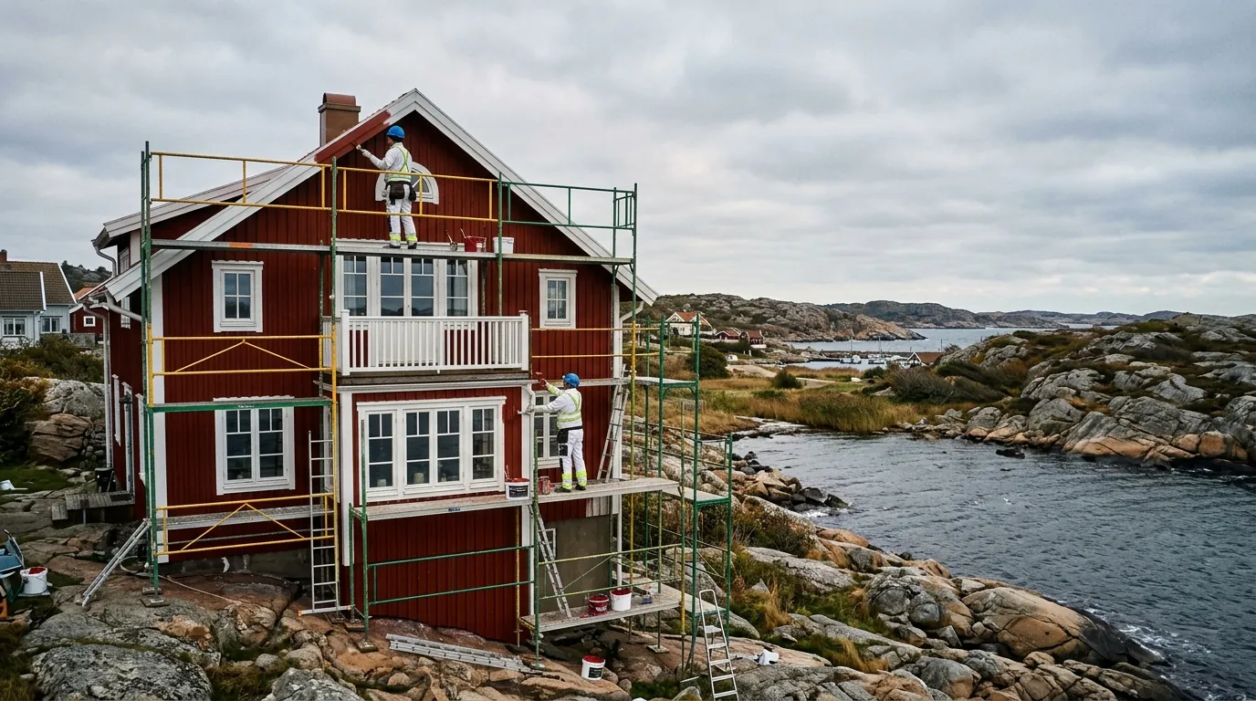Certifierad målare utför fasadmålning i Billdal, Göteborg
