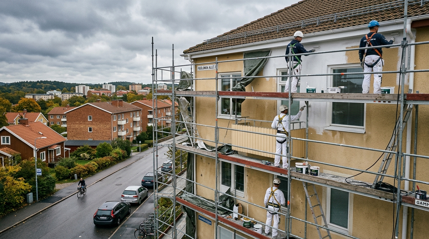 Certifierad målare utför fasadmålning i Frölunda, Göteborg