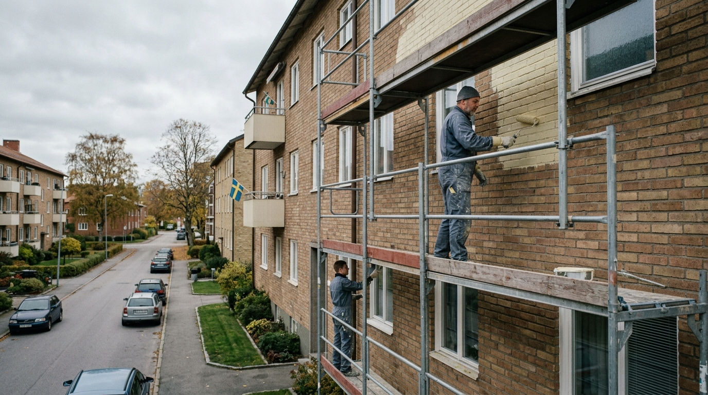 Certifierad målare utför fasadmålning i Härlanda, Göteborg